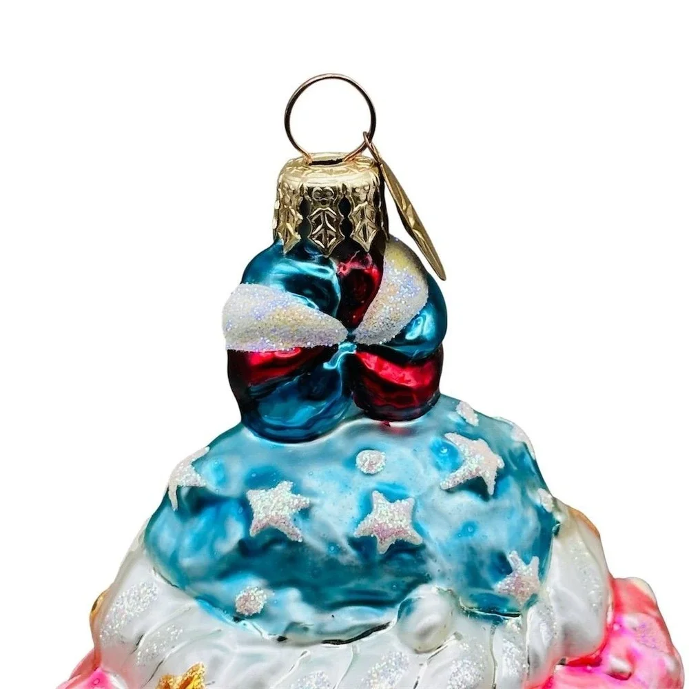 Christopher Radko Christmas‎ Cupcake Glass Ornament Multicolor